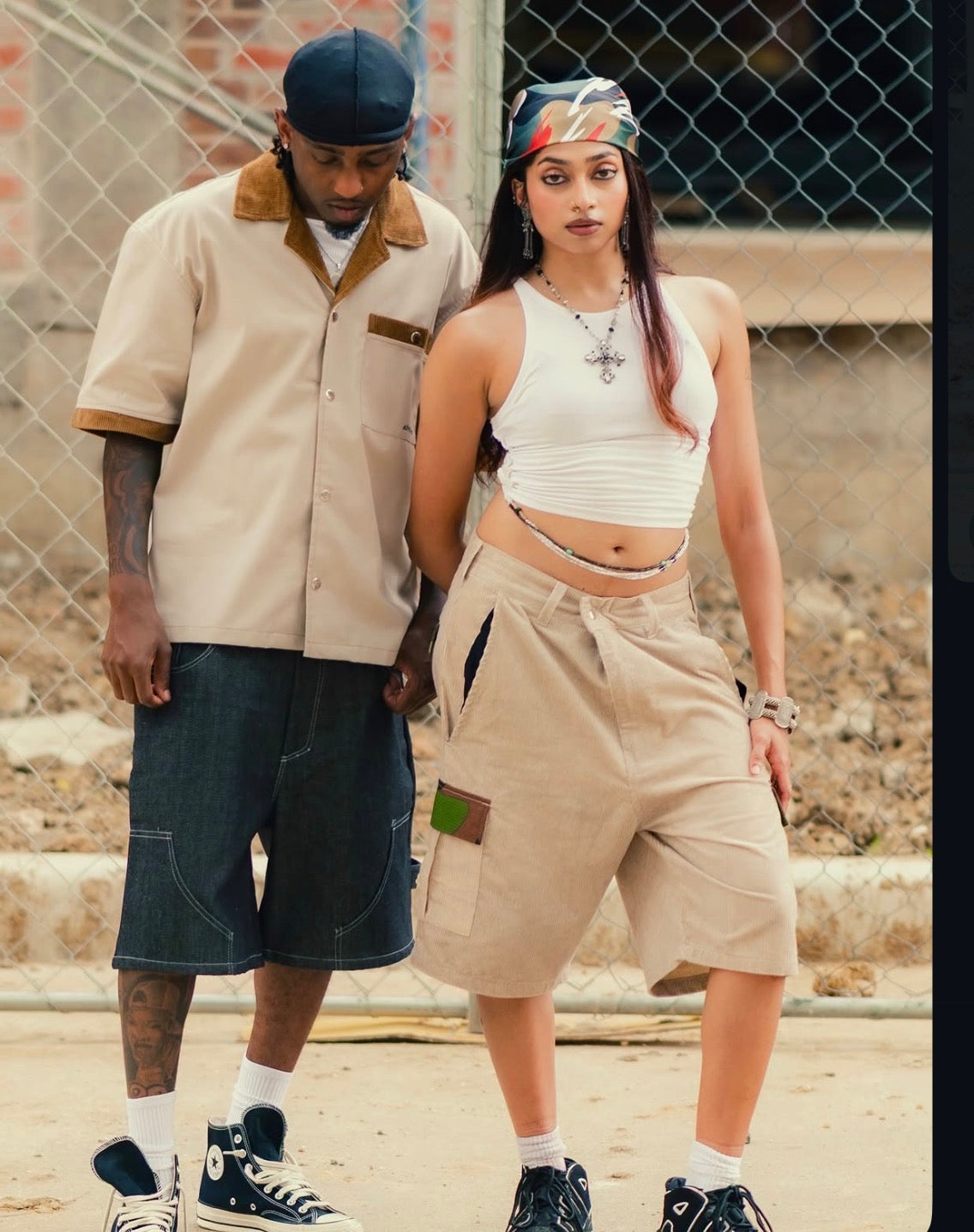 Corduroy Cargo Shorts with Camo Trim